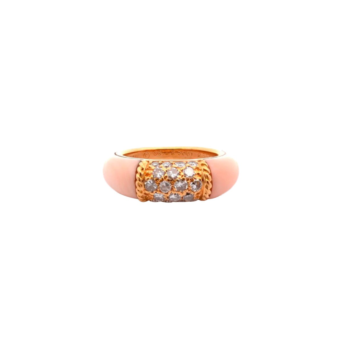 Bague Jonc VAN CLEEF & ARPELS "Philippine" en or jaune, corail et diamants - Castafiore