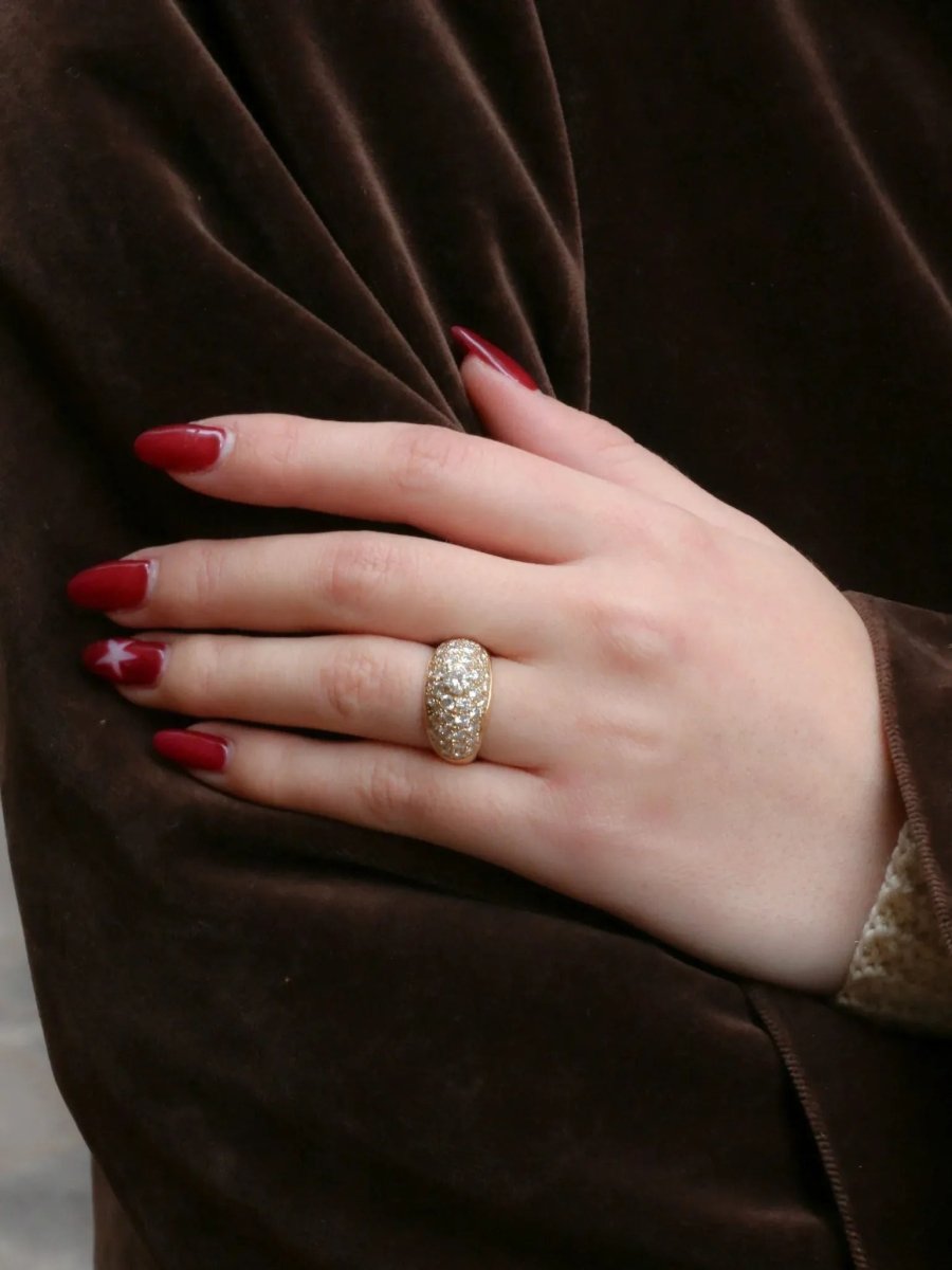 Bague jonc vintage or diamants - Castafiore