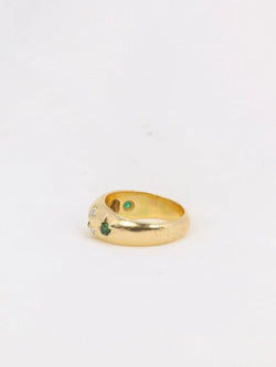 Bague jonc vintage or émeraudes rubis diamants - Castafiore