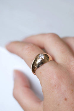 Bague jonc vintage or rose et diamant - Castafiore