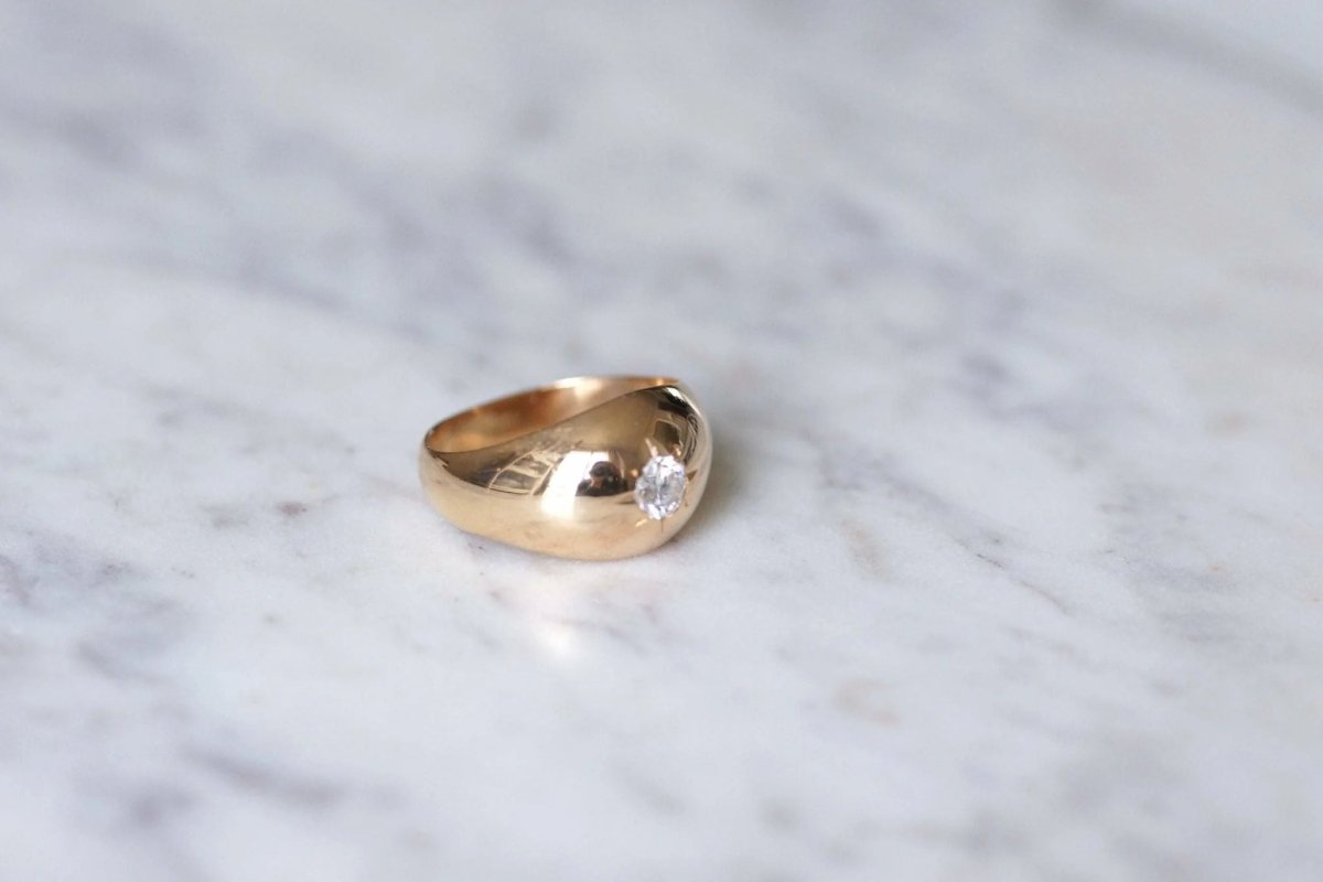 Bague jonc vintage or rose et diamant - Castafiore