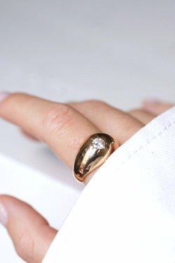 Bague jonc vintage or rose et diamant - Castafiore