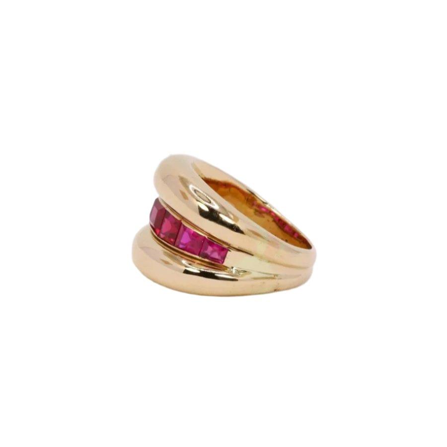 Bague jonc vintage rubis calibrés - Castafiore