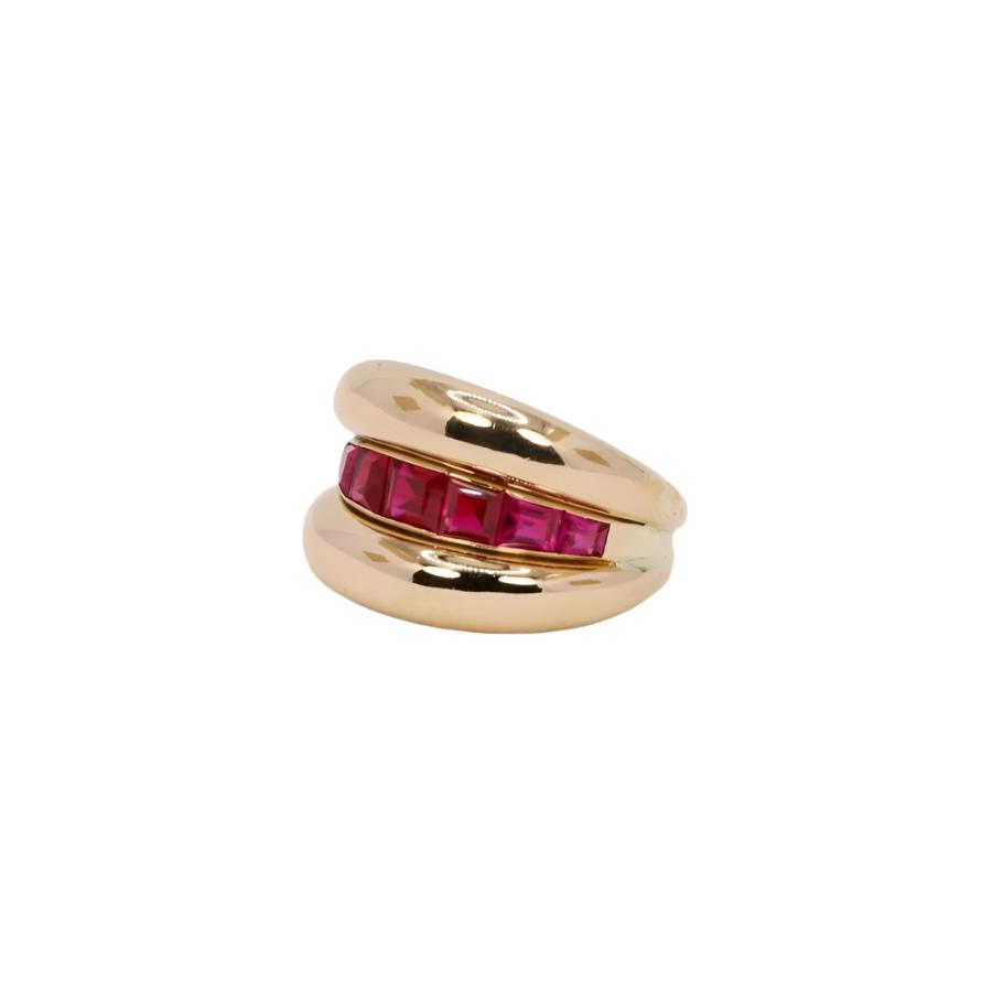 Bague jonc vintage rubis calibrés - Castafiore