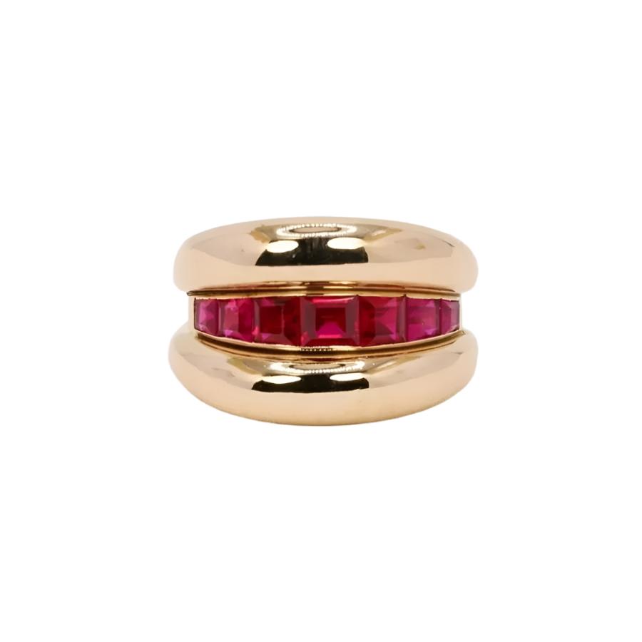 Bague jonc vintage rubis calibrés - Castafiore