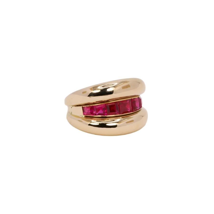 Bague jonc vintage rubis calibrés - Castafiore