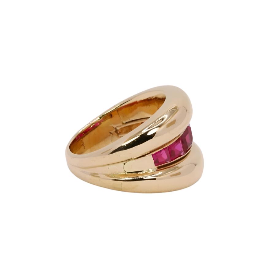 Bague jonc vintage rubis calibrés - Castafiore