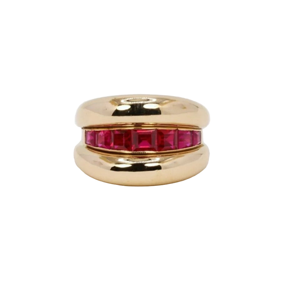 Bague jonc vintage rubis calibrés - Castafiore