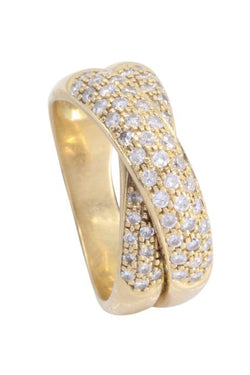 Bague joncs entrelacés en or jaune et diamants - Castafiore