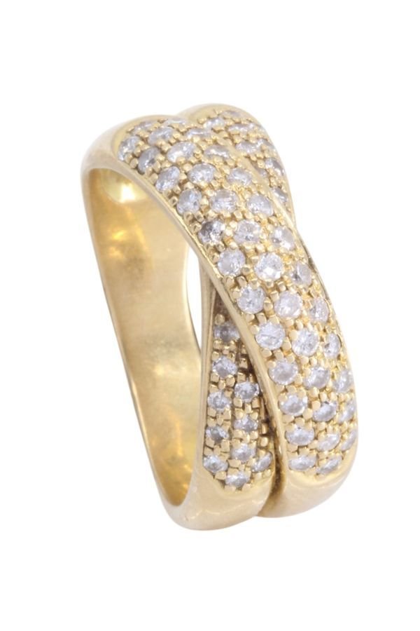 Bague joncs entrelacés en or jaune et diamants - Castafiore