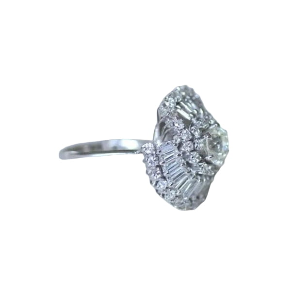Bague Jupe Diamant Baguette 3.34 Cts Or Blanc - Castafiore