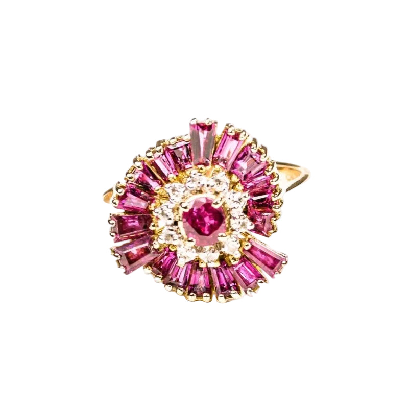 Bague Jupe en or jaune, rubis et diamants - Castafiore