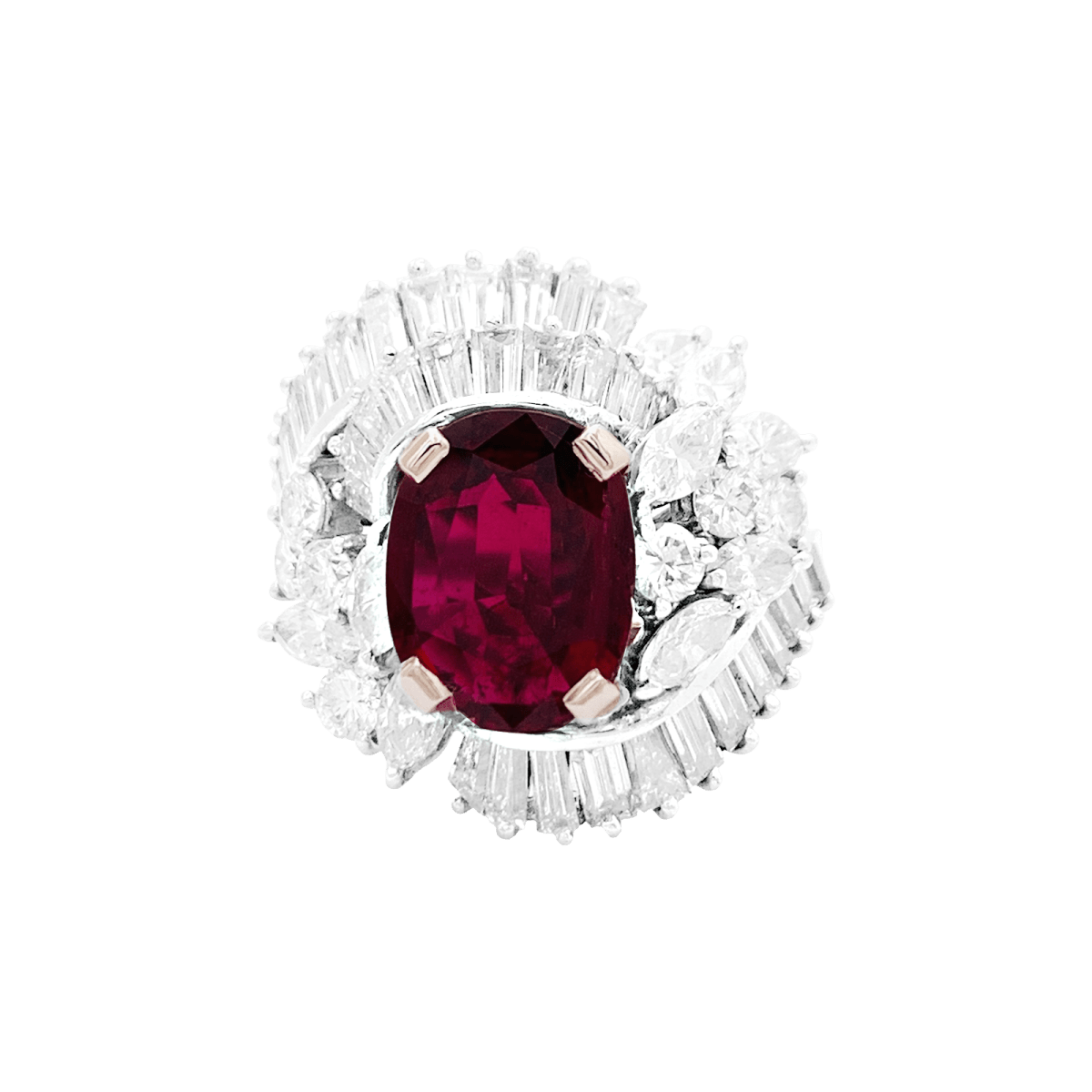 Bague jupe en patine, rubis et diamants - Castafiore