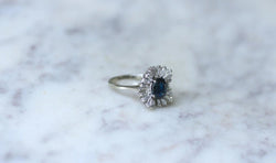 Bague Jupe Saphir et Diamants sur Or Blanc - Castafiore