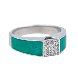 Bague KORLOFF en or blanc, laque et diamants - Castafiore