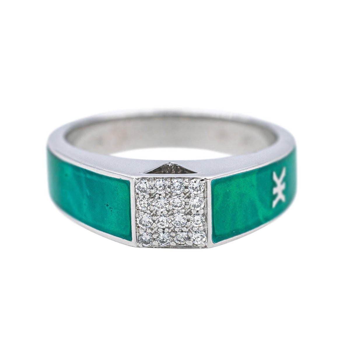 Bague KORLOFF en or blanc, laque et diamants - Castafiore