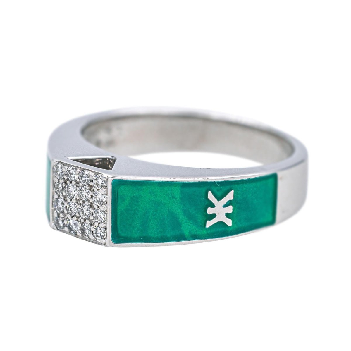 Bague KORLOFF en or blanc, laque et diamants - Castafiore