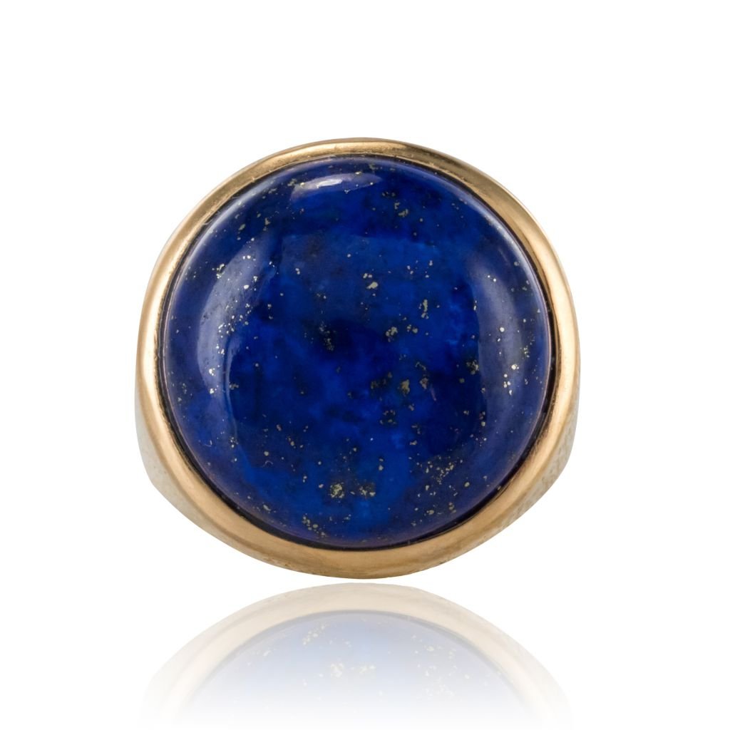 Bague lapis lazuli or jaune ciselé - Castafiore