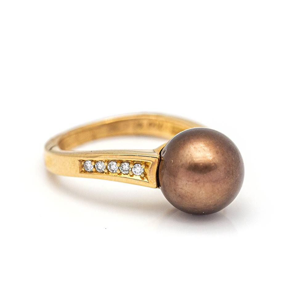 Bague LARGÉ en or, perles et diamants - Castafiore