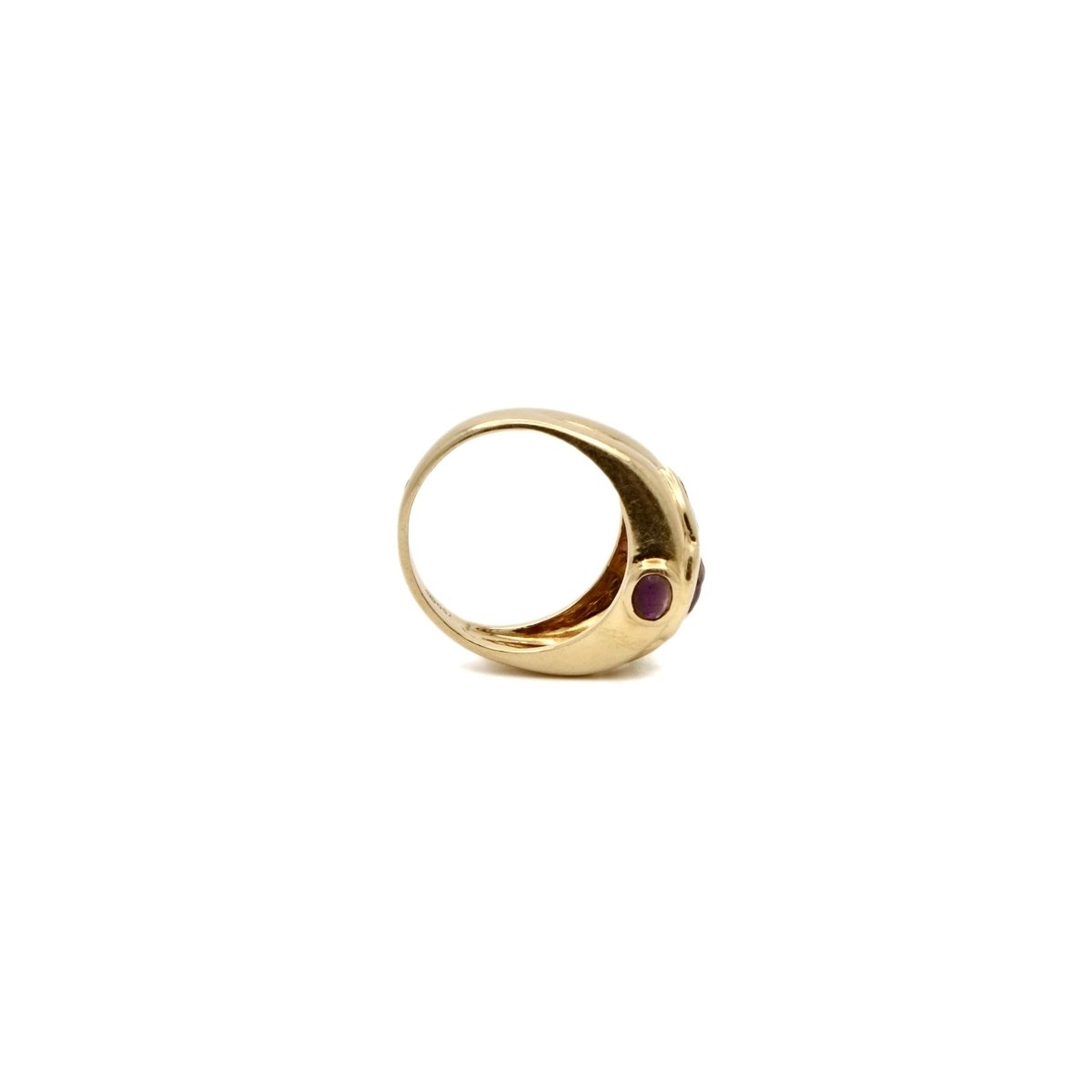 Bague "Lilas" en or jaune améthyste et péridots - Castafiore