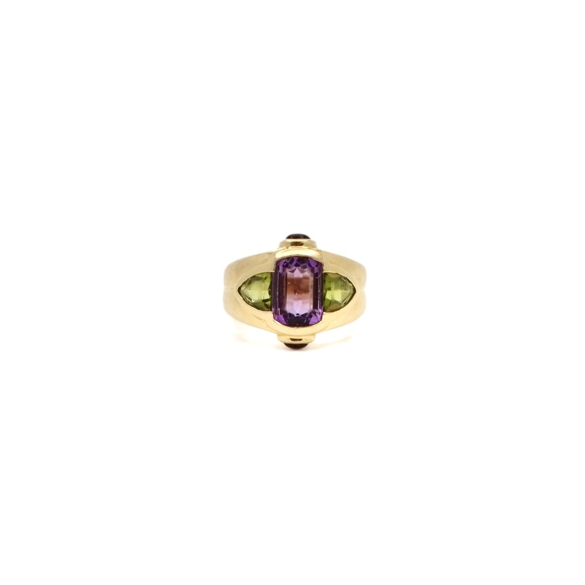 Bague "Lilas" en or jaune améthyste et péridots - Castafiore