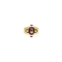 Bague "Lilas" en or jaune améthyste et péridots - Castafiore