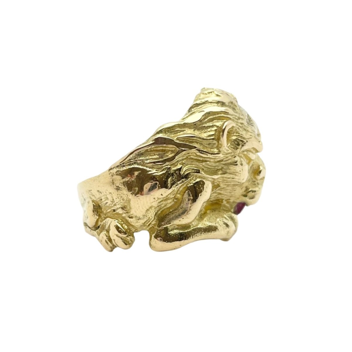 Bague "Lion" en or jaune et pierre naturelle - Castafiore