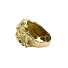 Bague "Lion" en or jaune et pierre naturelle - Castafiore