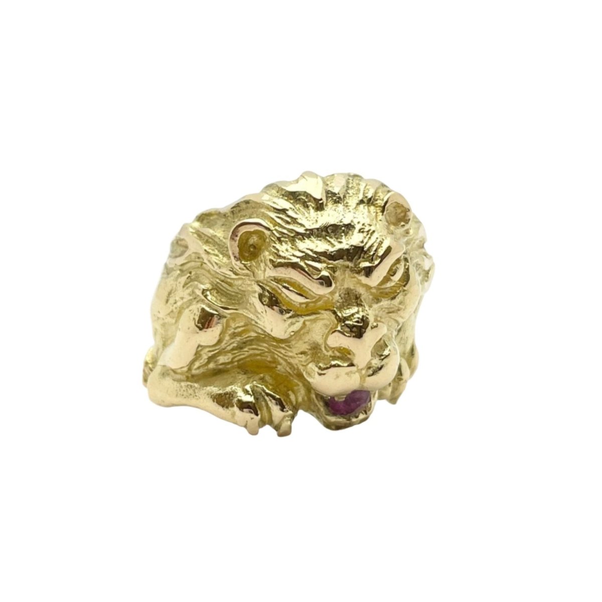 Bague "Lion" en or jaune et pierre naturelle - Castafiore