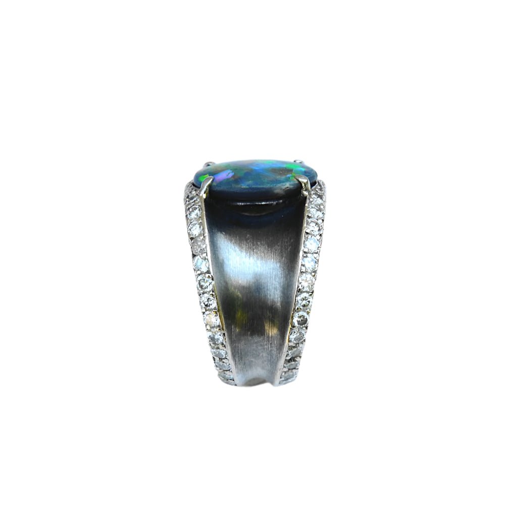 Bague Lorenz Baümer en argent, platine et opale - Castafiore