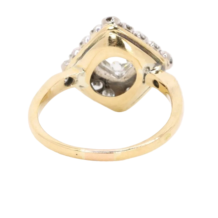 Bague losange en or jaune et platine avec diamant - Castafiore