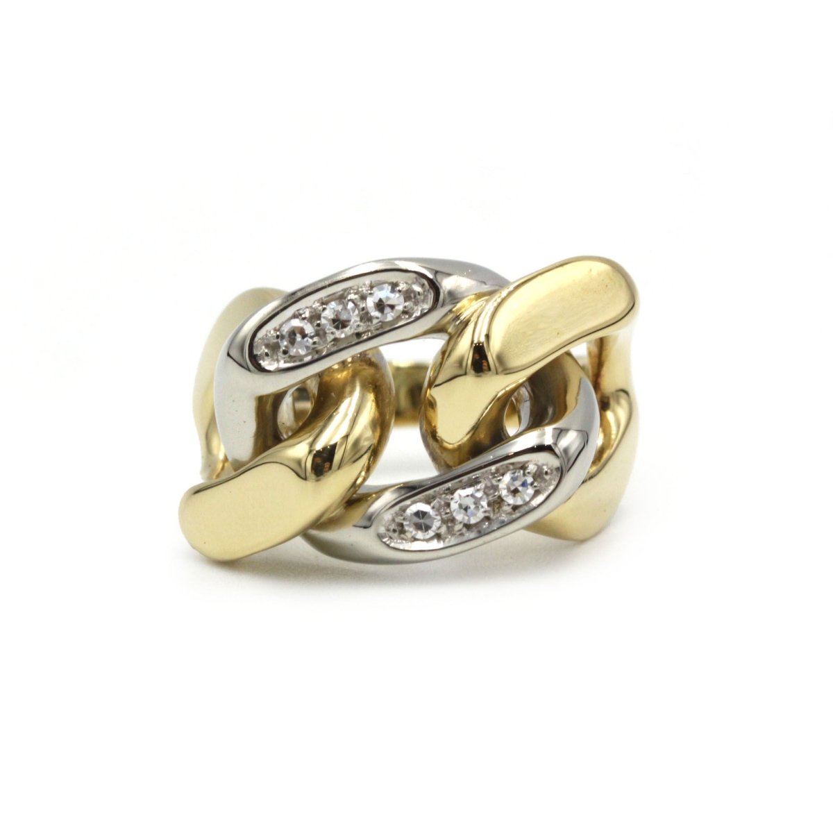 Bague maille en or jaune et blanc et diamants - Castafiore
