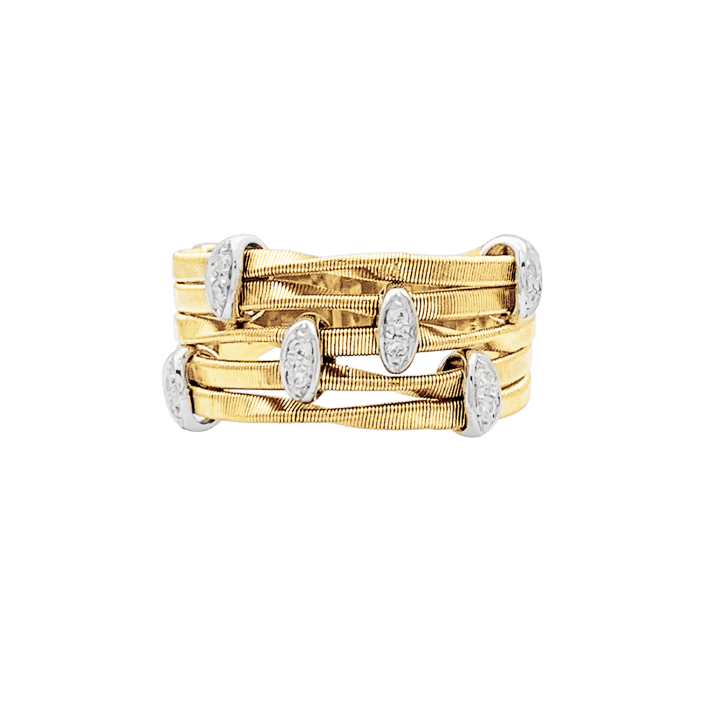 Bague MARCO BICEGO "Marrakech Onde" en or blanc, or jaune et diamants - Castafiore