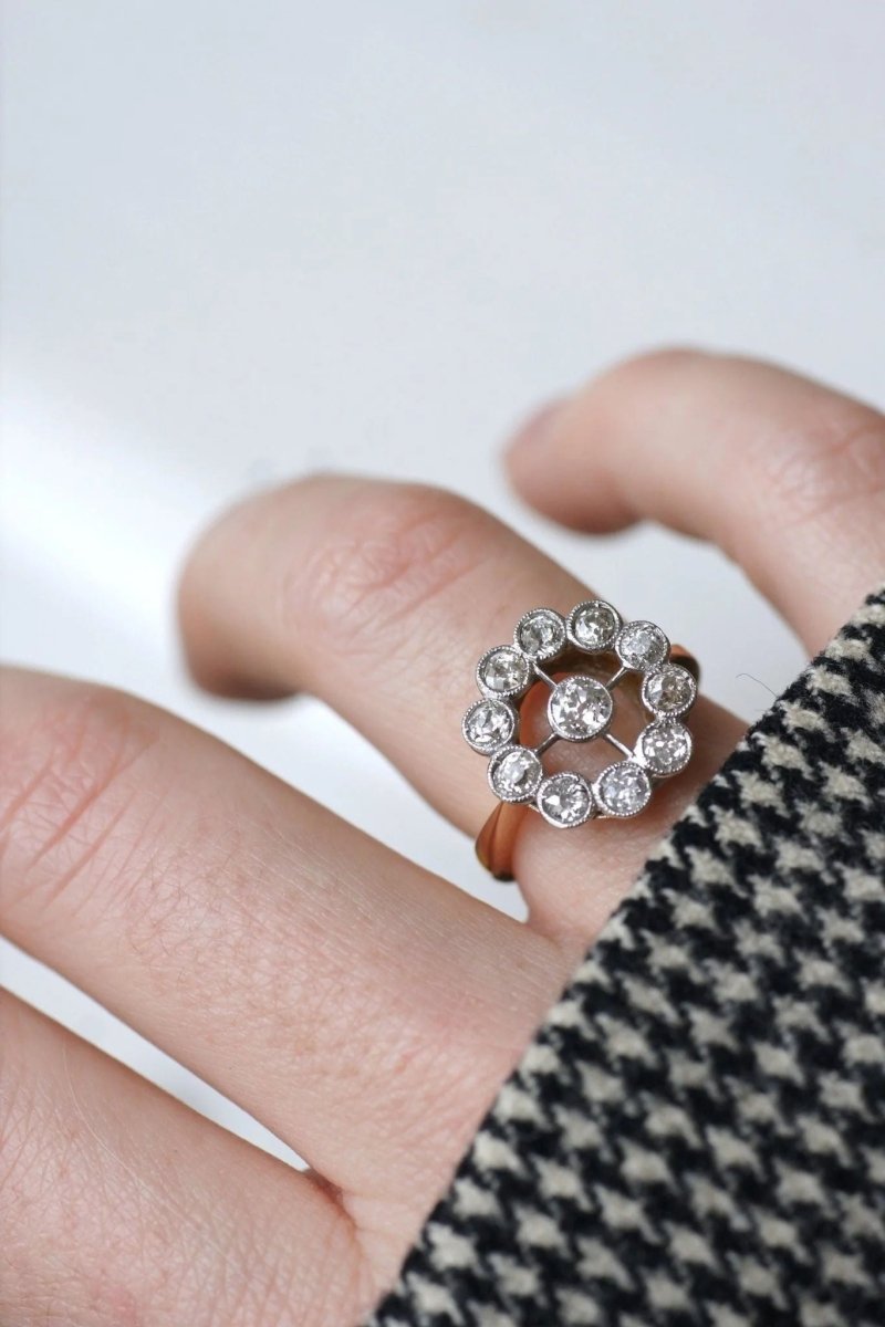 Bague marguerite ancienne diamants - Castafiore