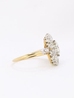 Bague marguerite ancienne diamants taille ancienne 3 carats - Castafiore