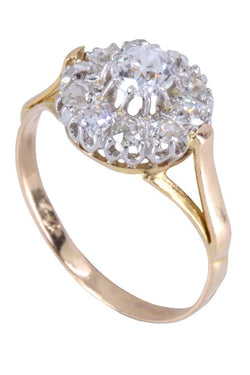 Bague Marguerite ancienne en or jaune, or blanc et diamants - Castafiore