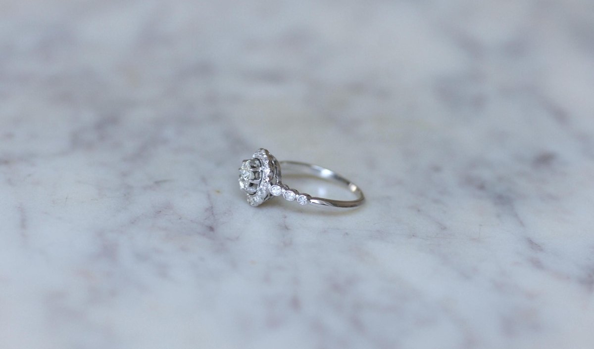 Bague Marguerite Art Deco Diamants sur Platine - Castafiore