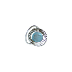 Bague Marguerite Cabochon Aigue Marine et Diamants - Castafiore