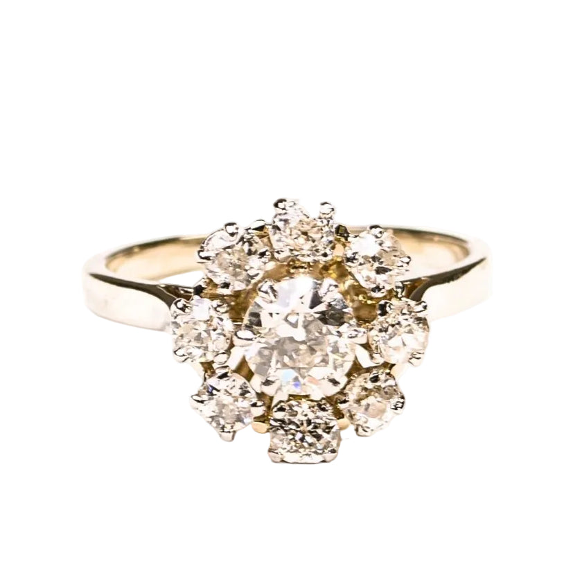 Bague Marguerite diamants en or blanc et platine - Castafiore