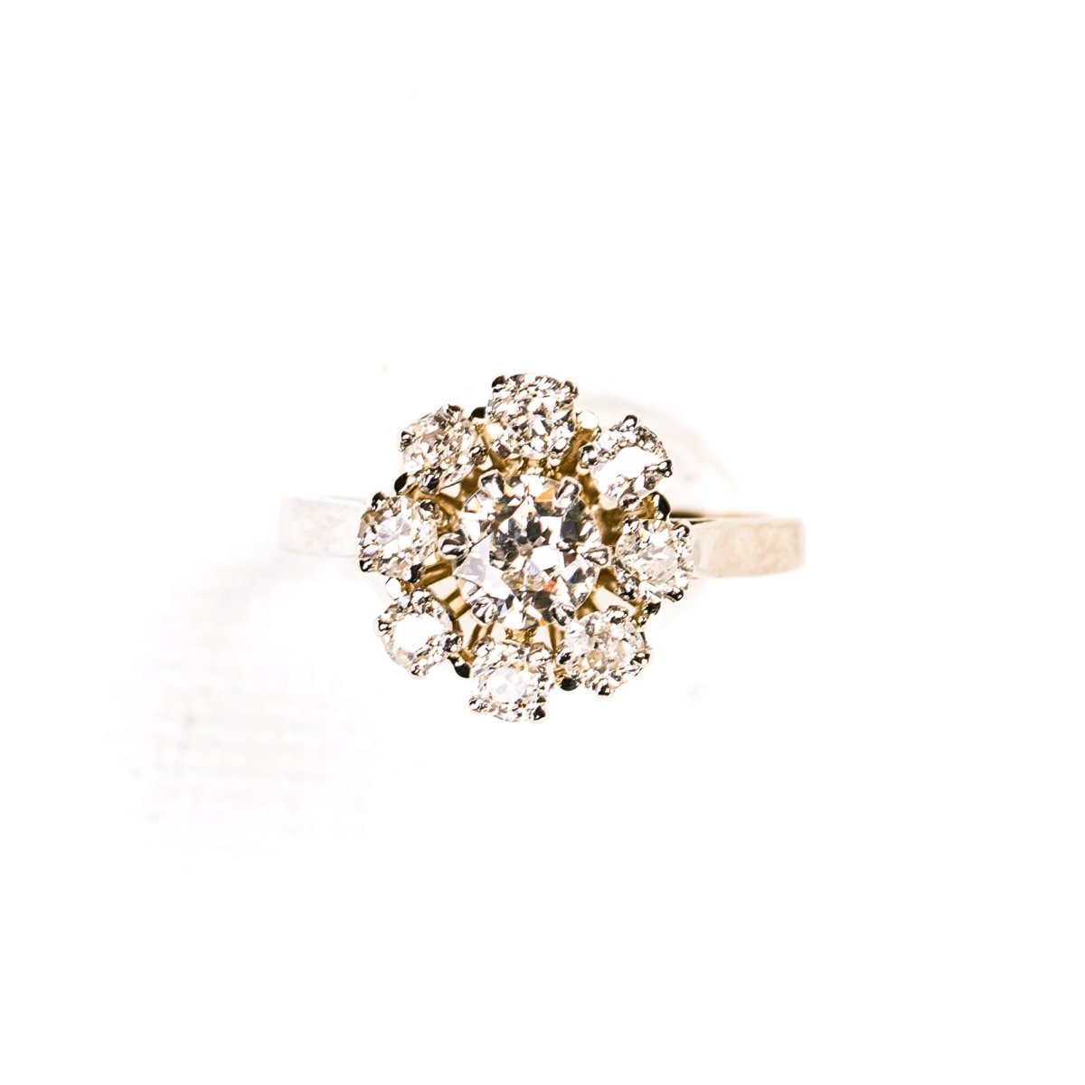 Bague Marguerite diamants en or blanc et platine - Castafiore