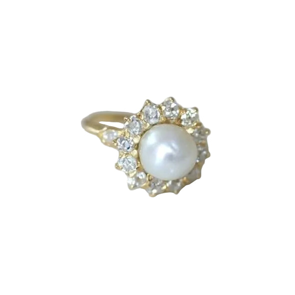 Bague marguerite diamants et perle fine - Castafiore
