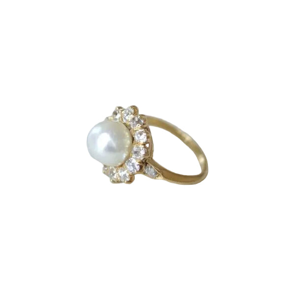 Bague marguerite diamants et perle fine - Castafiore
