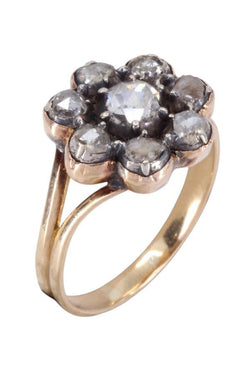 Bague Marguerite diamants Napoléon III en or jaune - Castafiore