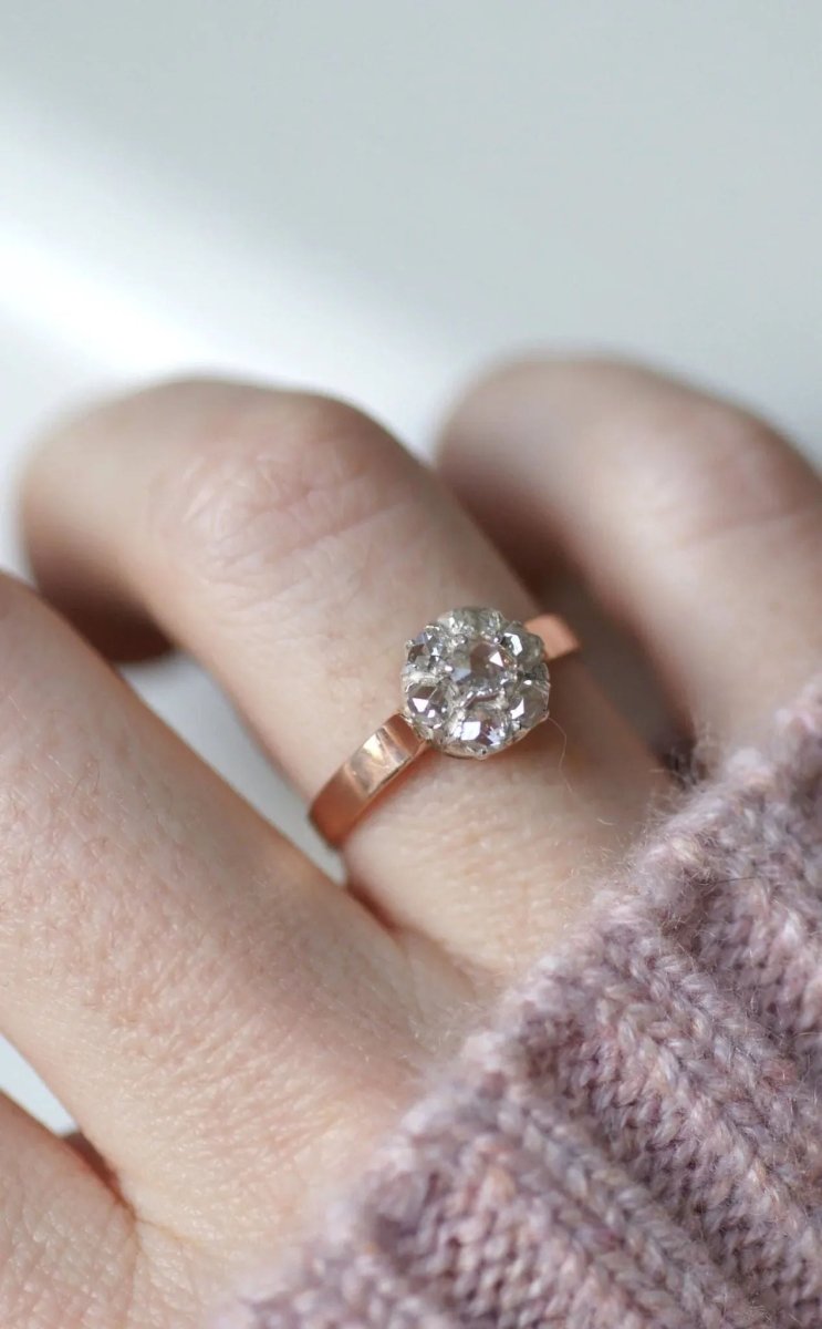 Bague marguerite diamants sur or rose - Castafiore