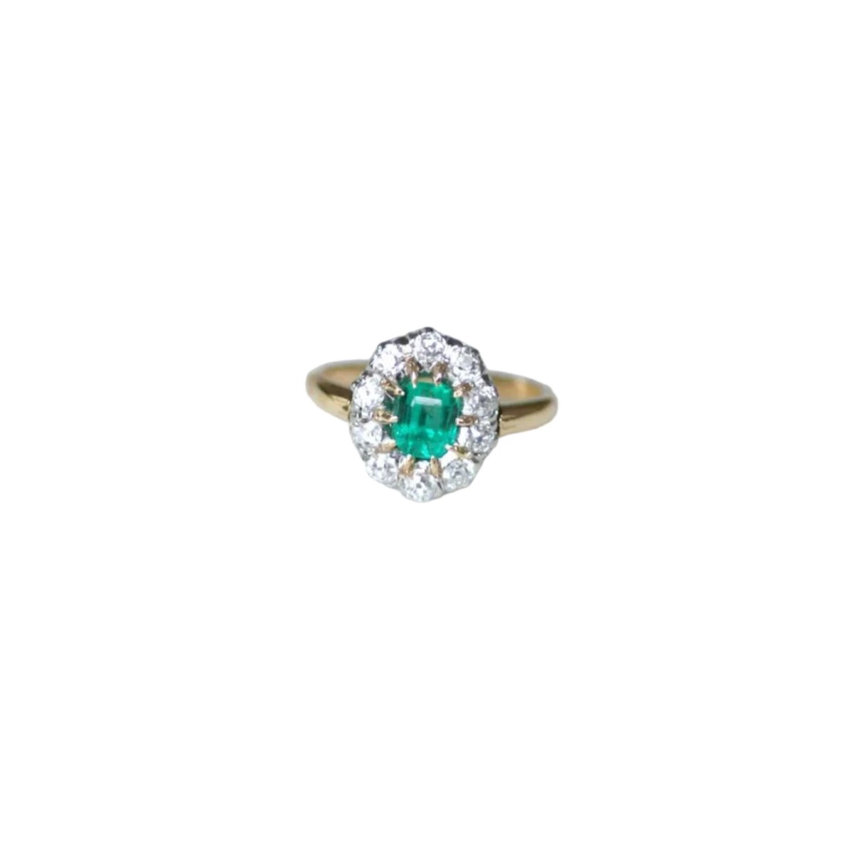 Bague Marguerite en argent, or jaune, émeraude, et diamants - Castafiore
