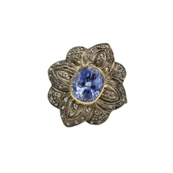 Bague Marguerite en or, argent, saphir et diamants - Castafiore