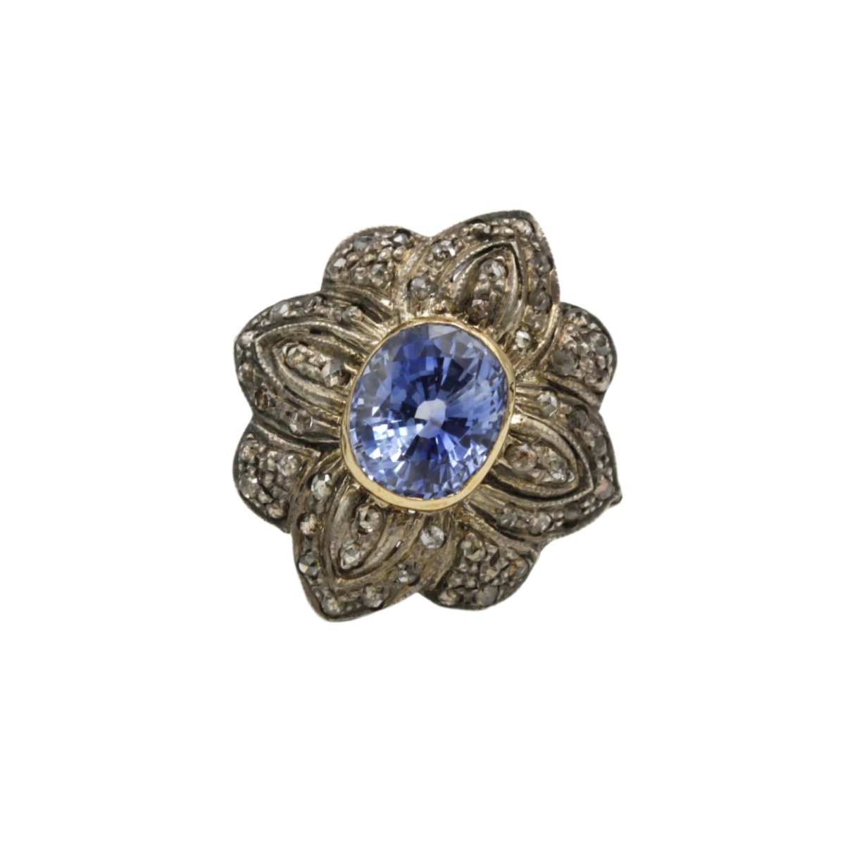 Bague Marguerite en or, argent, saphir et diamants - Castafiore