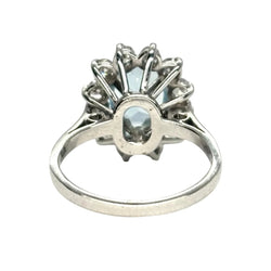 Bague Marguerite en or blanc, aigue-marine, et diamants - Castafiore