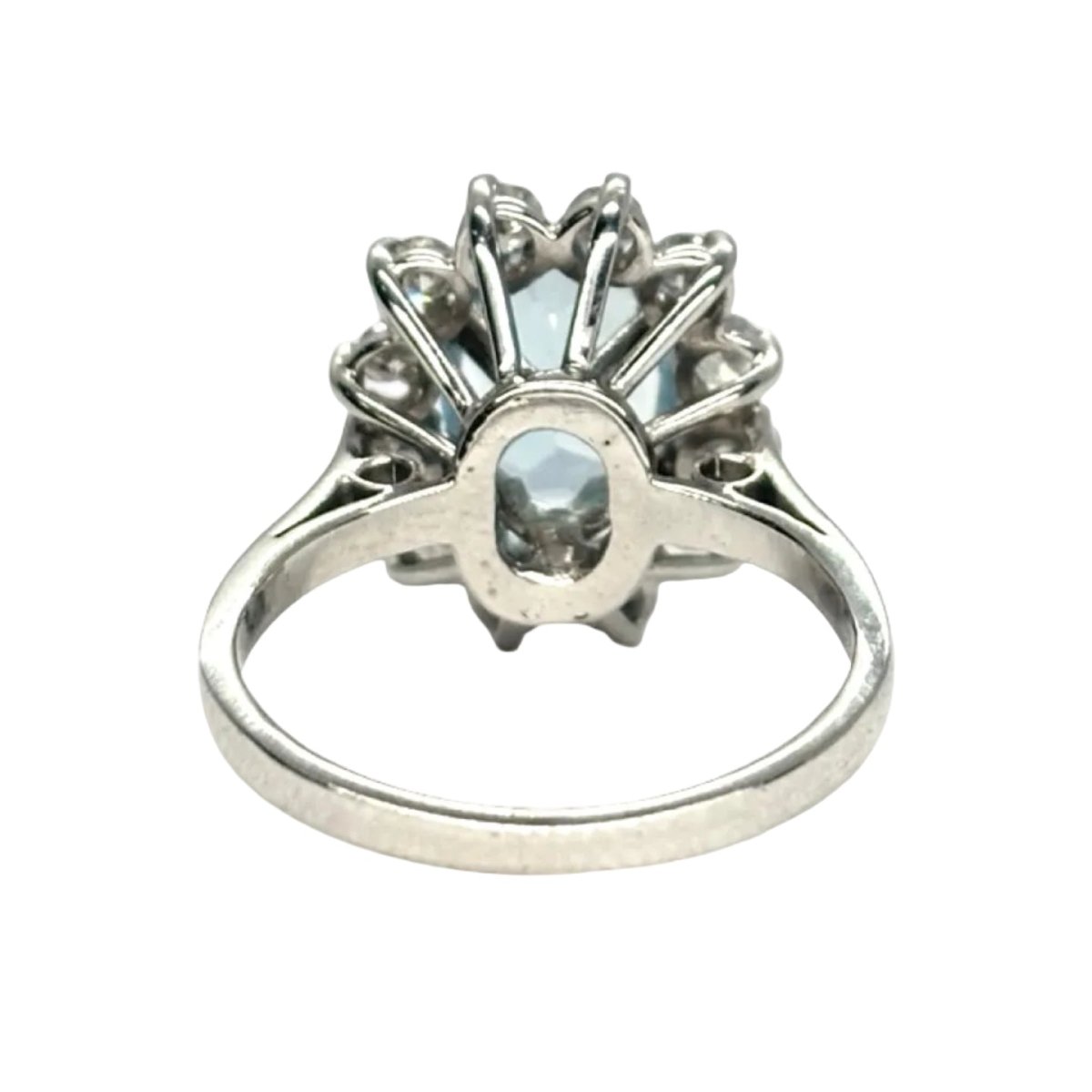 Bague Marguerite en or blanc, aigue-marine, et diamants - Castafiore
