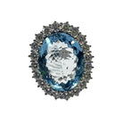 Bague Marguerite en or blanc, diamant et aigue - marine - Castafiore